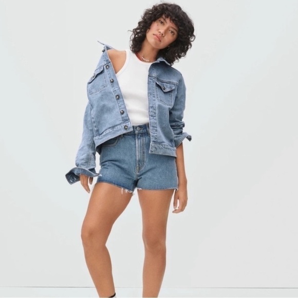 Everlane Pants - Everlane Medium Wash Size 32 The Way High Denim Cut Off Shorts